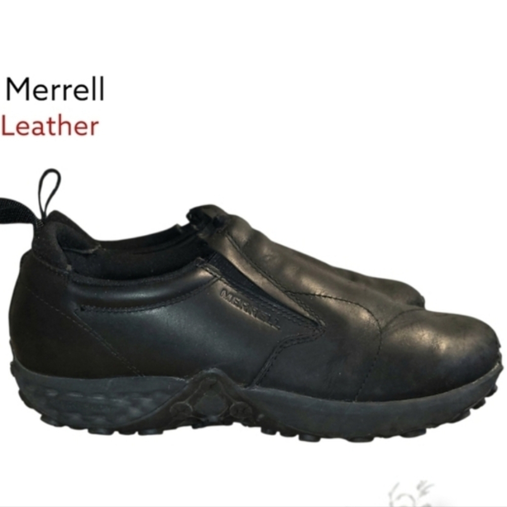 Merrell Leather Jungle Moc Slip On Loafer Casual Dress Walk Shoe Black Man 10.5 - Picture 10 of 10